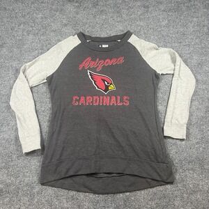 Team Apparel NFL Arizona Cardinals Shirt Women Gray Black Spellout Raglan Sleeve